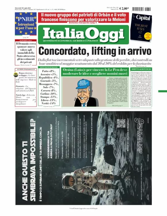 Prima-pagina-italia-oggi-edizione-del-2024-07-10