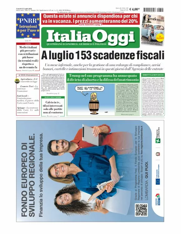 Prima-pagina-italia-oggi-edizione-del-2024-07-12