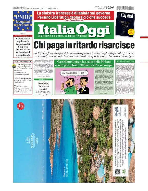 Prima-pagina-italia-oggi-edizione-del-2024-07-19