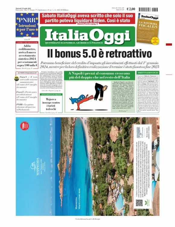 Prima-pagina-italia-oggi-edizione-del-2024-07-23