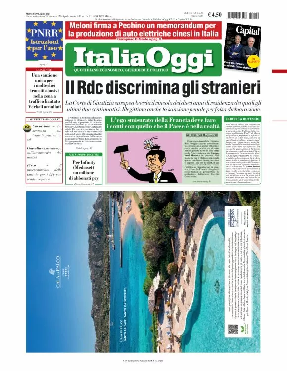 Prima-pagina-italia-oggi-edizione-del-2024-07-30