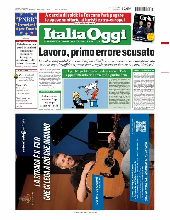 Prima-pagina-italia-oggi-edizione-del-2024-08-01