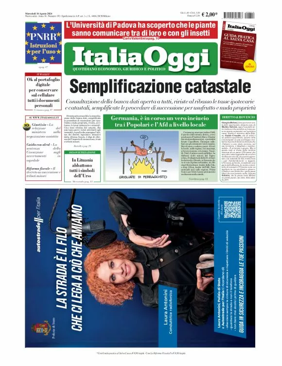 Prima-pagina-italia-oggi-edizione-del-2024-08-14