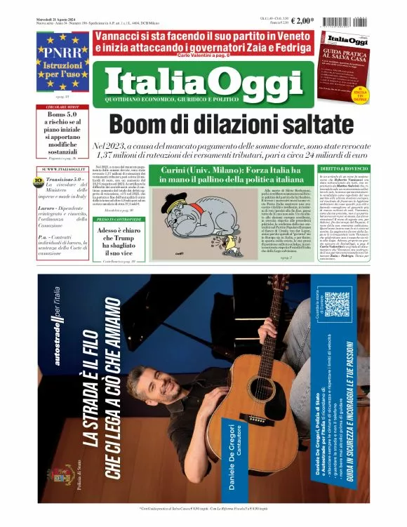 Prima-pagina-italia-oggi-edizione-del-2024-08-21