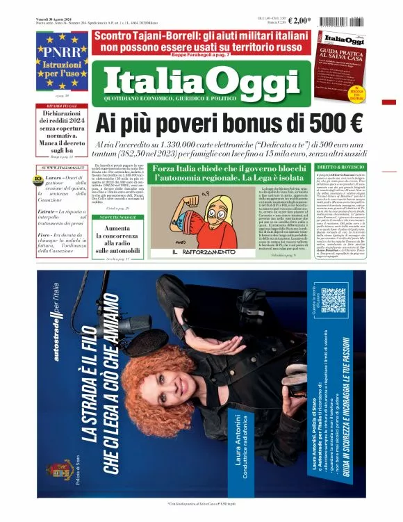 Prima-pagina-italia-oggi-edizione-del-2024-08-30