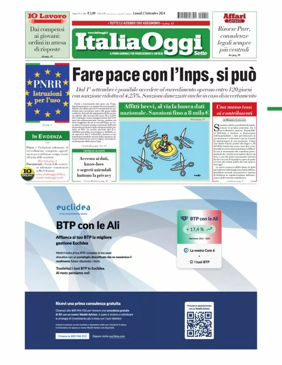 Prima-pagina-italia-oggi-edizione-del-2024-09-02