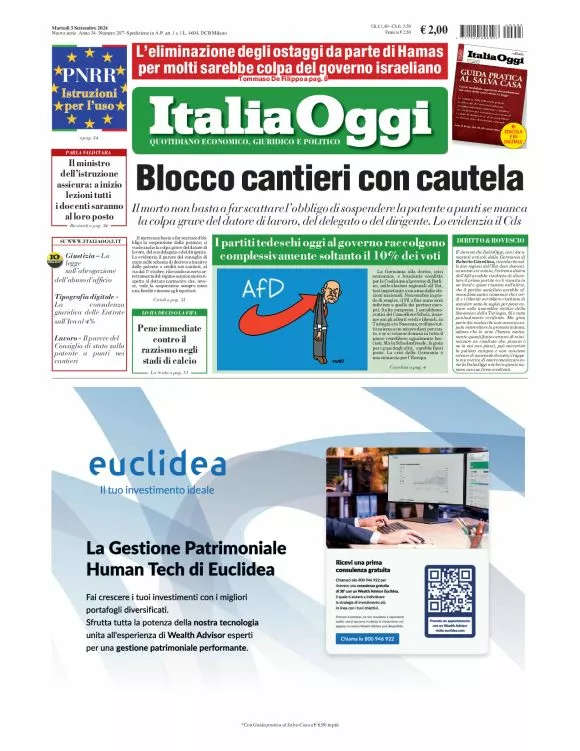 Prima-pagina-italia-oggi-edizione-del-2024-09-03