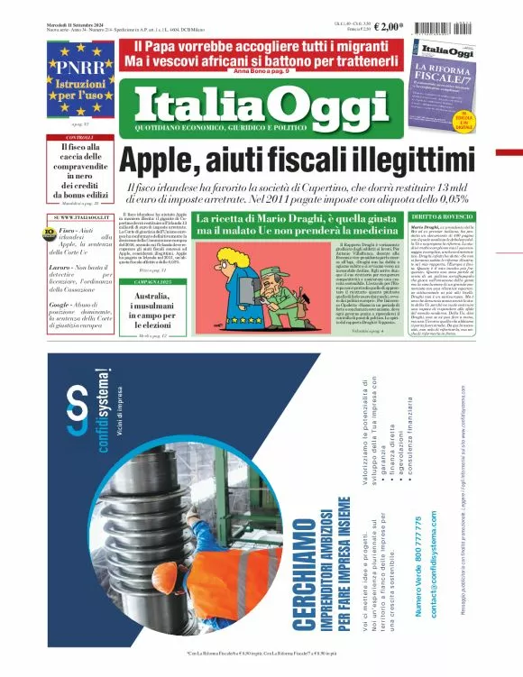 Prima-pagina-italia-oggi-edizione-del-2024-09-11