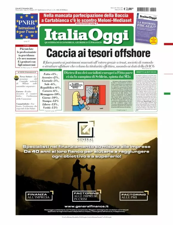 Prima-pagina-italia-oggi-edizione-del-2024-09-12