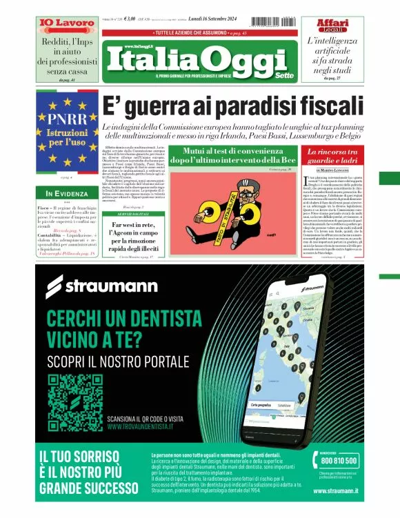 Prima-pagina-italia-oggi-edizione-del-2024-09-16