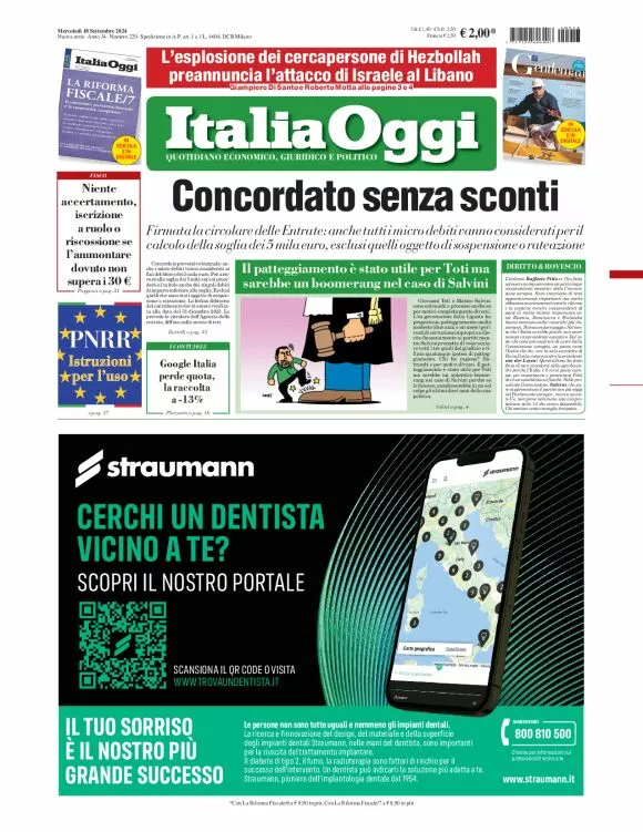 Prima-pagina-italia-oggi-edizione-del-2024-09-18