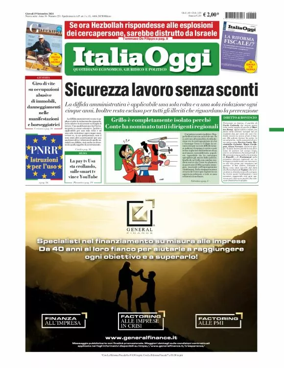 Prima-pagina-italia-oggi-edizione-del-2024-09-19