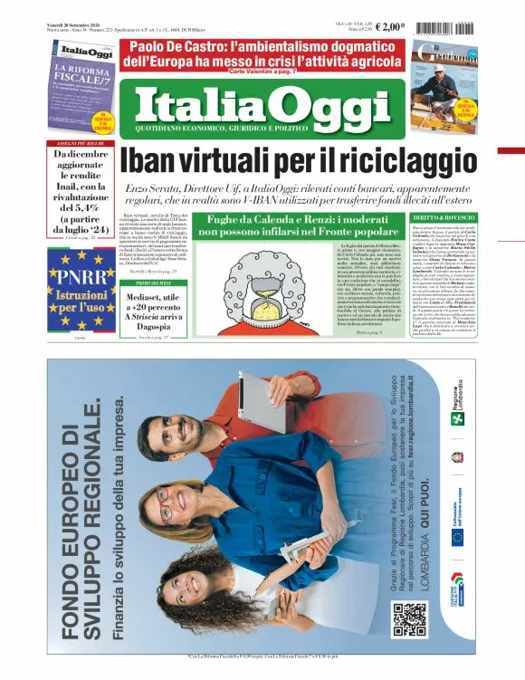 Prima-pagina-italia-oggi-edizione-del-2024-09-20