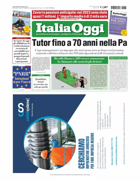 Prima-pagina-italia-oggi-edizione-del-2024-09-25