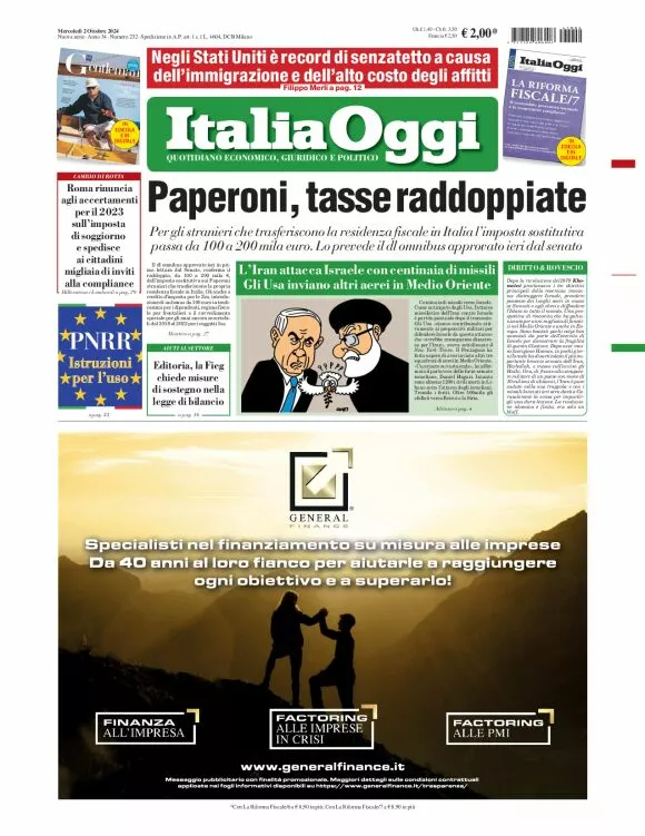 Prima-pagina-italia-oggi-edizione-del-2024-10-02