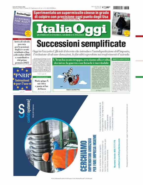 Prima-pagina-italia-oggi-edizione-del-2024-10-03