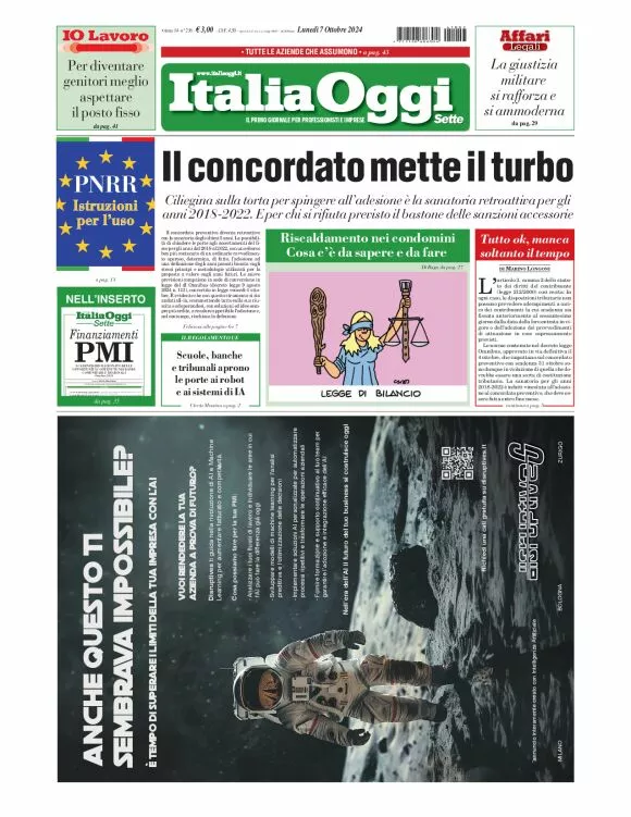 Prima-pagina-italia-oggi-edizione-del-2024-10-07