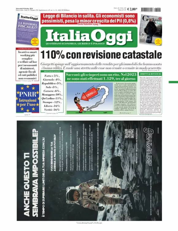 Prima-pagina-italia-oggi-edizione-del-2024-10-09