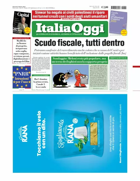 Prima-pagina-italia-oggi-edizione-del-2024-10-22