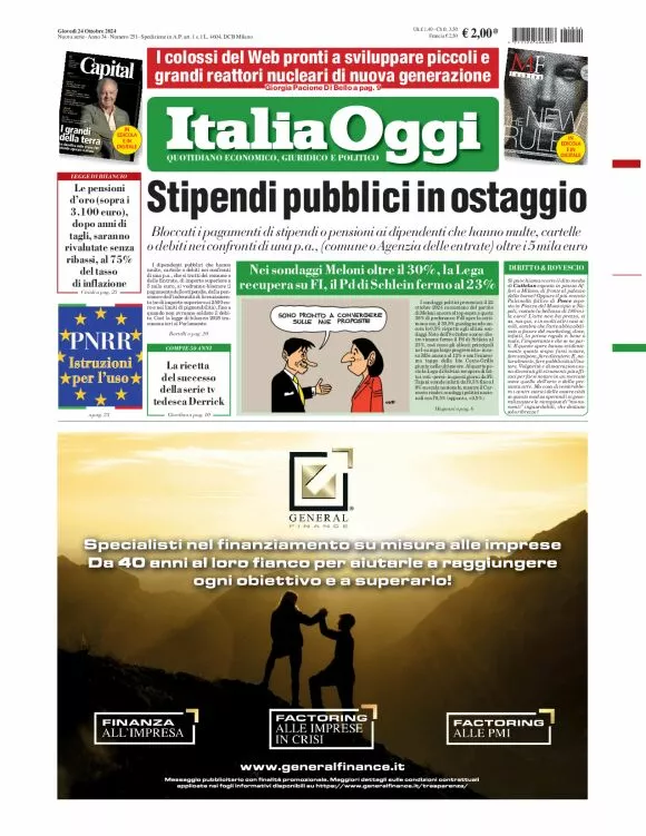 Prima-pagina-italia-oggi-edizione-del-2024-10-24