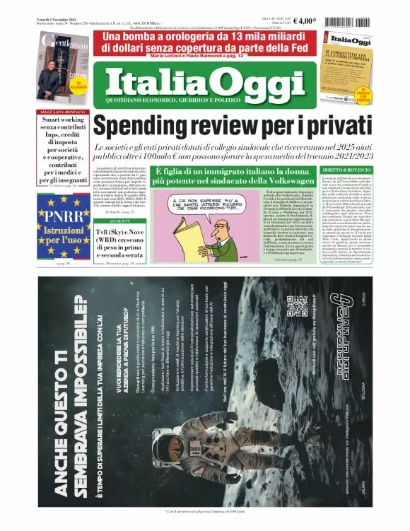 Prima-pagina-italia-oggi-edizione-del-2024-11-01