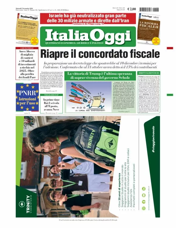 Prima-pagina-italia-oggi-edizione-del-2024-11-05