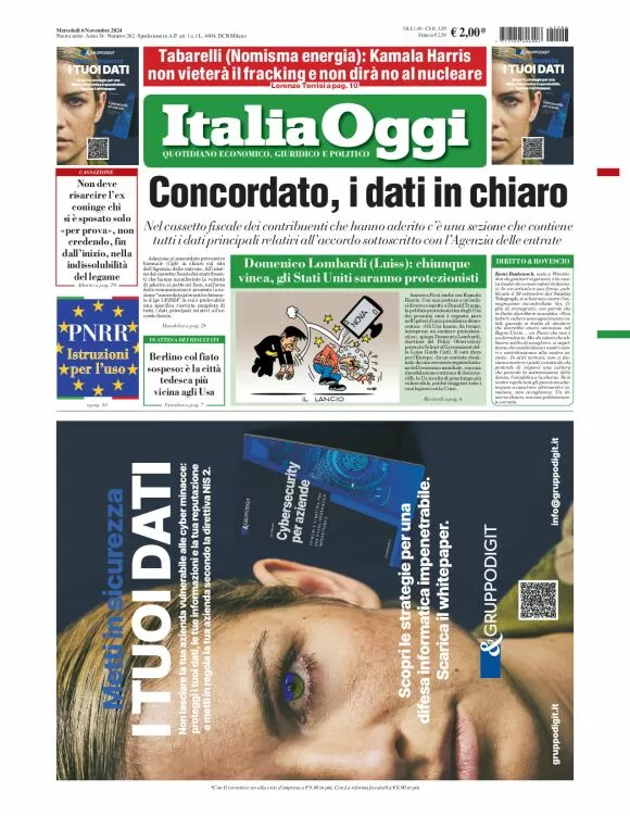 Prima-pagina-italia-oggi-edizione-del-2024-11-06