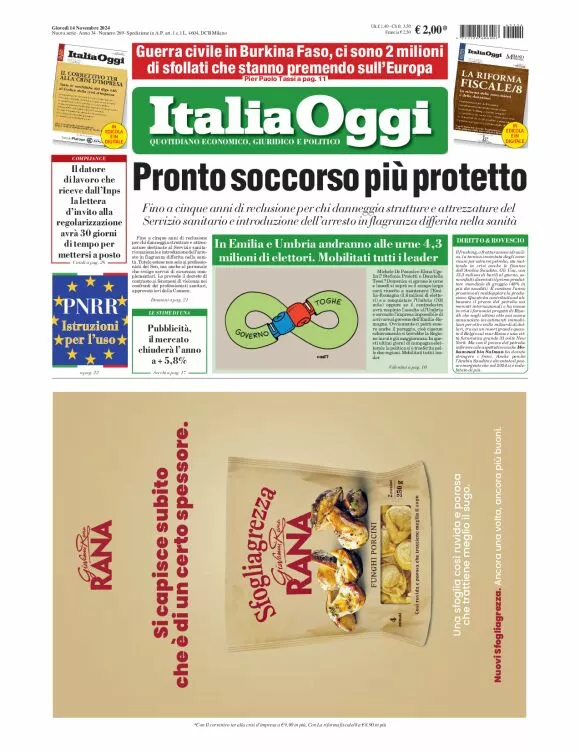 Prima-pagina-italia-oggi-edizione-del-2024-11-14