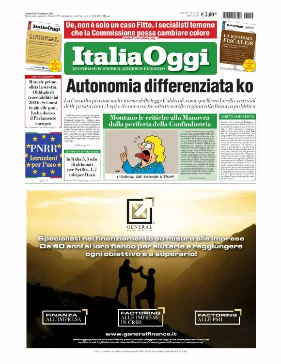 Prima-pagina-italia-oggi-edizione-del-2024-11-15