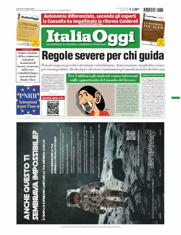 Prima-pagina-italia-oggi-edizione-del-2024-11-21