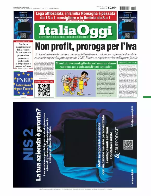 Prima-pagina-italia-oggi-edizione-del-2024-11-28