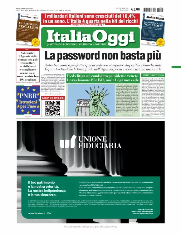 Prima-pagina-italia-oggi-edizione-del-2024-12-03