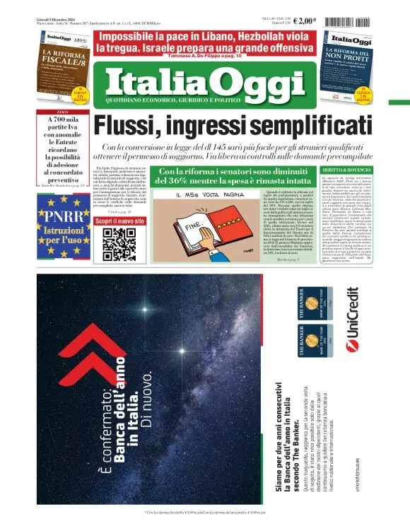 Prima-pagina-italia-oggi-edizione-del-2024-12-05