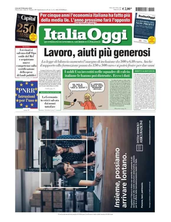 Prima-pagina-italia-oggi-edizione-del-2024-12-19