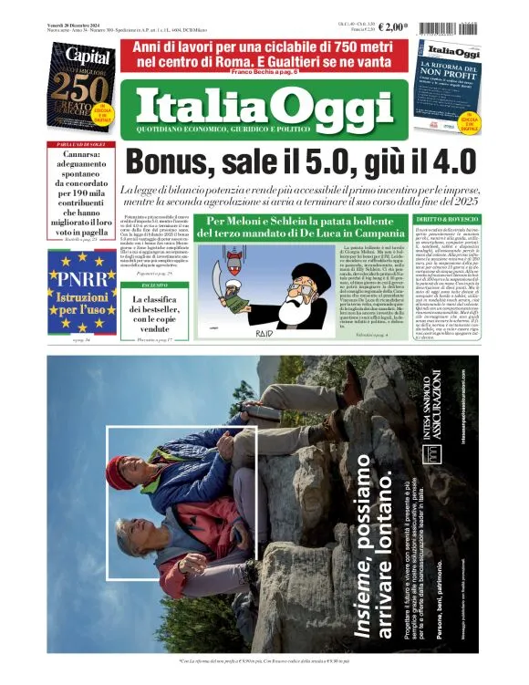 Prima-pagina-italia-oggi-edizione-del-2024-12-20