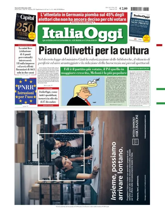 Prima-pagina-italia-oggi-edizione-del-2024-12-24