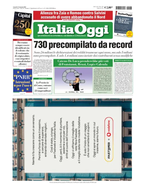 Prima-pagina-italia-oggi-edizione-del-2025-01-03