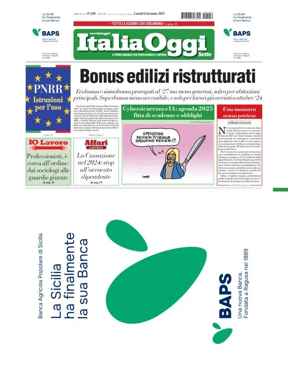 Prima-pagina-italia-oggi-edizione-del-2025-01-06