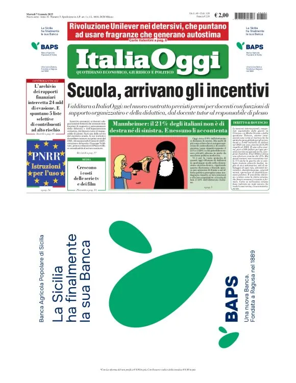 Prima-pagina-italia-oggi-edizione-del-2025-01-07