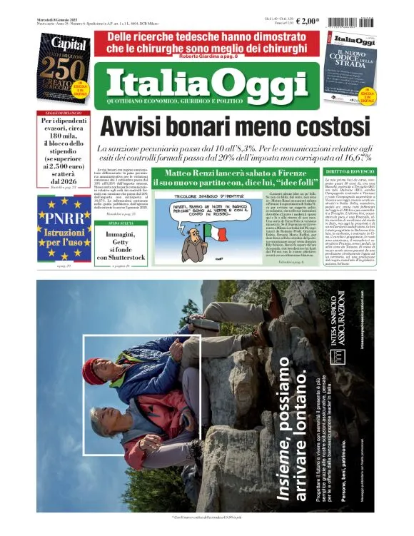 Prima-pagina-italia-oggi-edizione-del-2025-01-08