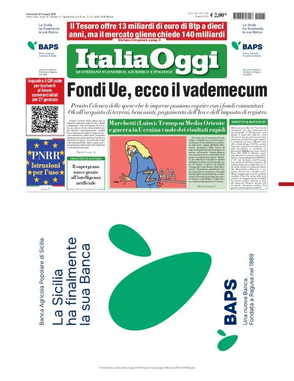 Prima-pagina-italia-oggi-edizione-del-2025-01-15