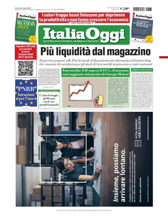 Prima-pagina-italia-oggi-edizione-del-2025-01-16