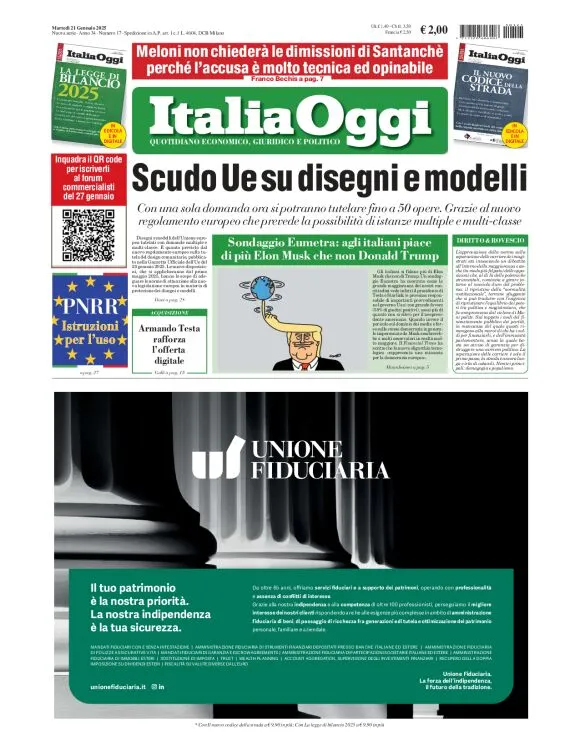 Prima-pagina-italia-oggi-edizione-del-2025-01-21