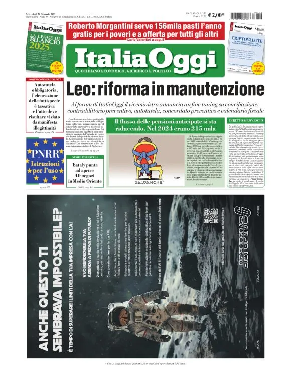 Prima-pagina-italia-oggi-edizione-del-2025-01-29