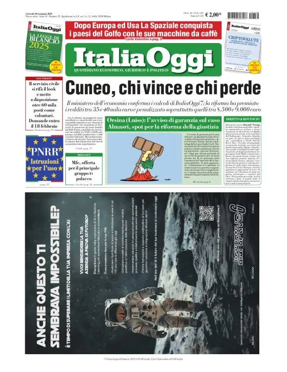 Prima-pagina-italia-oggi-edizione-del-2025-01-30