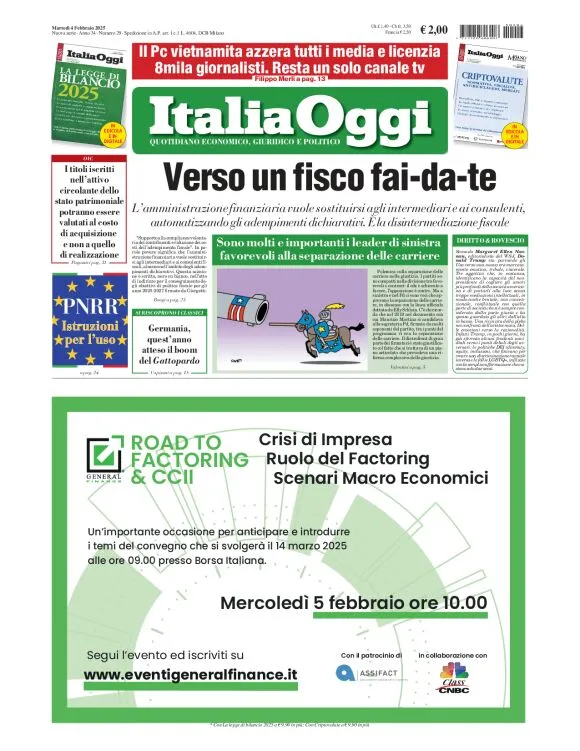 Prima-pagina-italia-oggi-edizione-del-2025-02-04