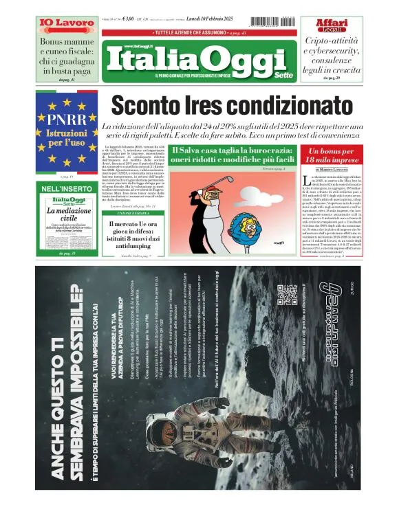 Prima-pagina-italia-oggi-edizione-del-2025-02-10