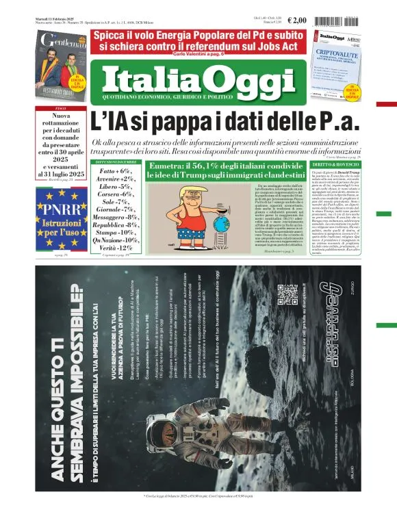 Prima-pagina-italia-oggi-edizione-del-2025-02-11