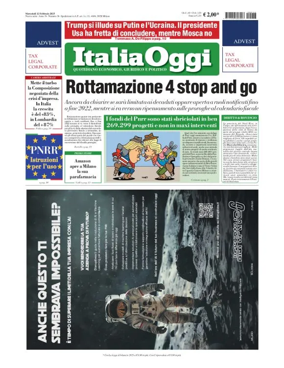 Prima-pagina-italia-oggi-edizione-del-2025-02-12