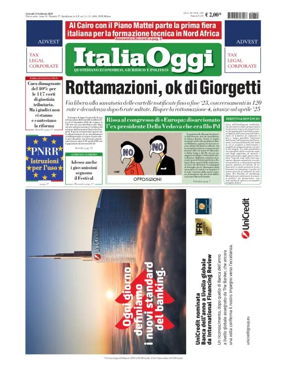 Prima-pagina-italia-oggi-edizione-del-2025-02-13